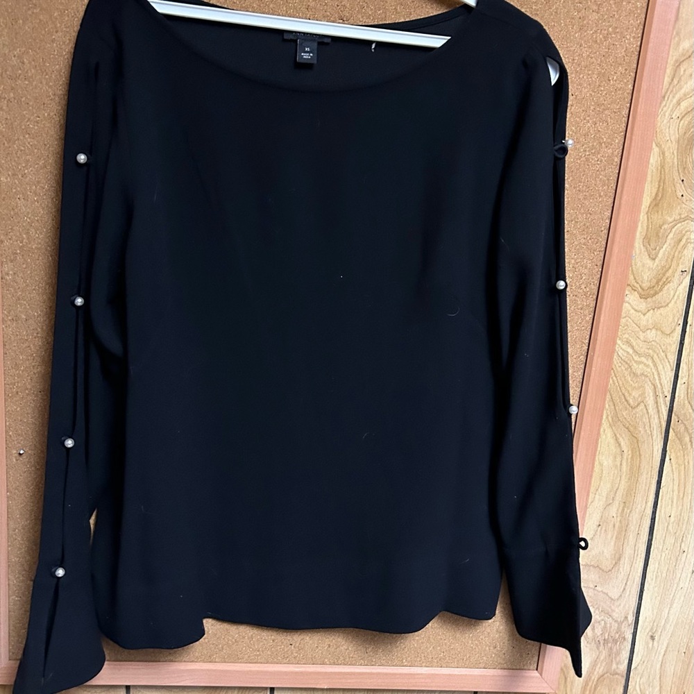 Ann Taylor blouse with pearls on a split sleeve